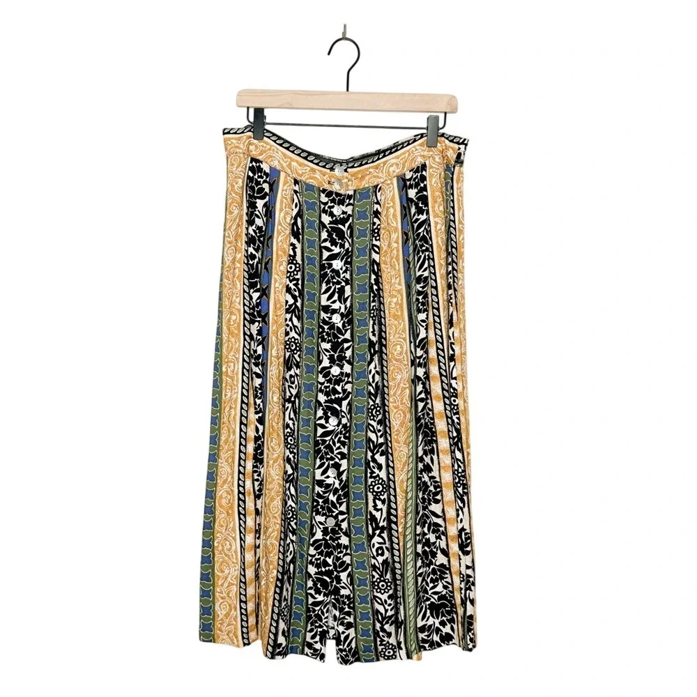 Vintage Kathie Lee 80's 90's Boho Tribal Print Midi Skirt Plus Size 16W‎